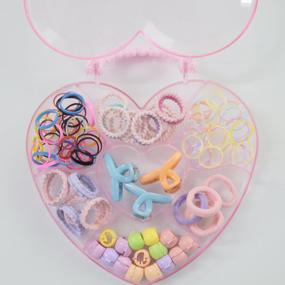 Hair Cuddles Hair Accessories Gift Pack for Girls – Cute Heart Kitty Shape Box-Kids Hair Styling Set Pack of 1