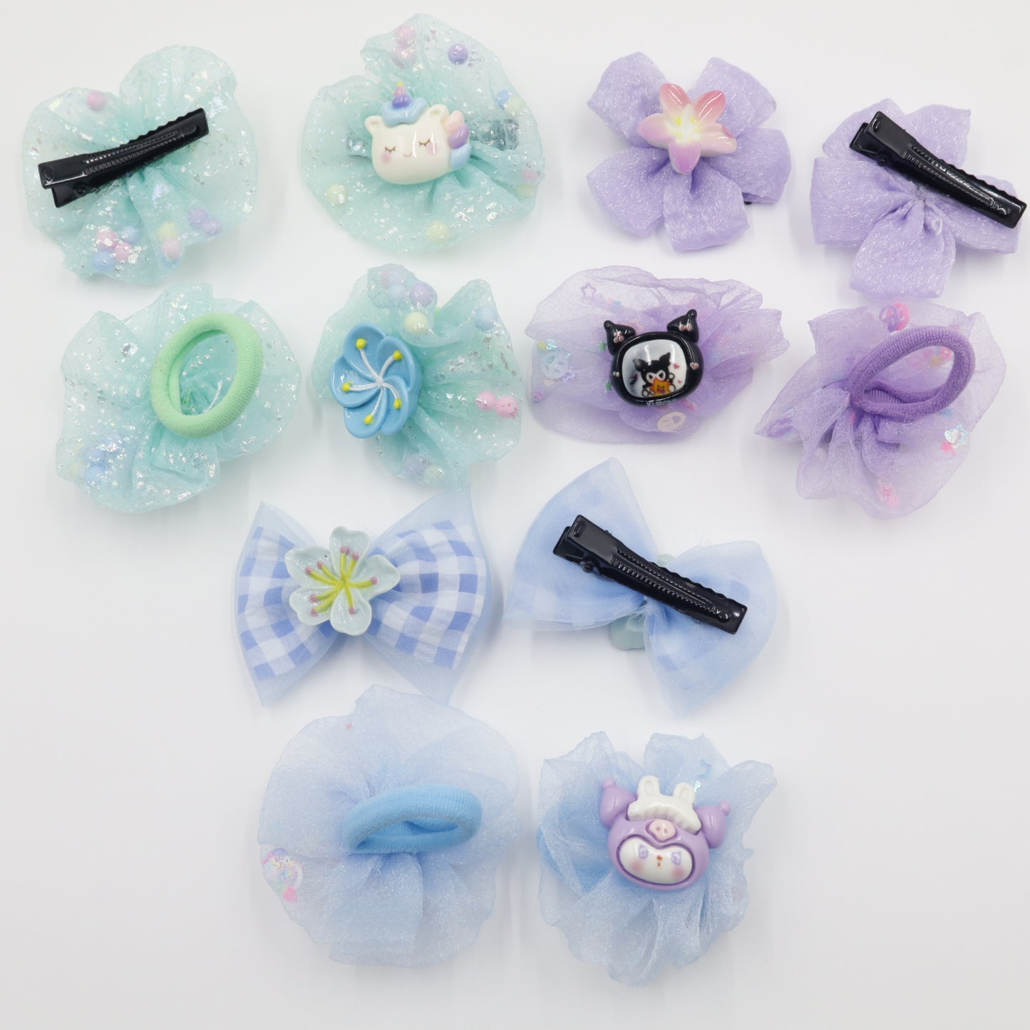 Hair Cuddles Hair Clip and Rubber Band Combo Set for Girls-Adorable Hair Accessories (Pair of 6)