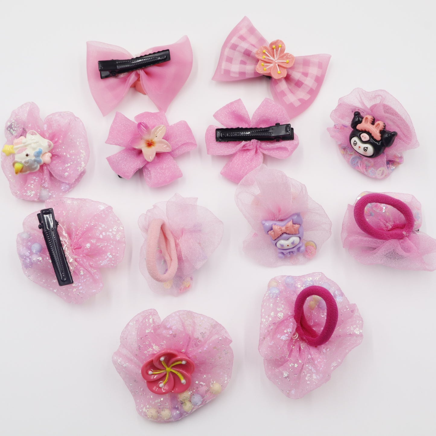 Hair Cuddles Hair Clip and Rubber Band Combo Set for Girls-Adorable Hair Accessories (Pair of 6)