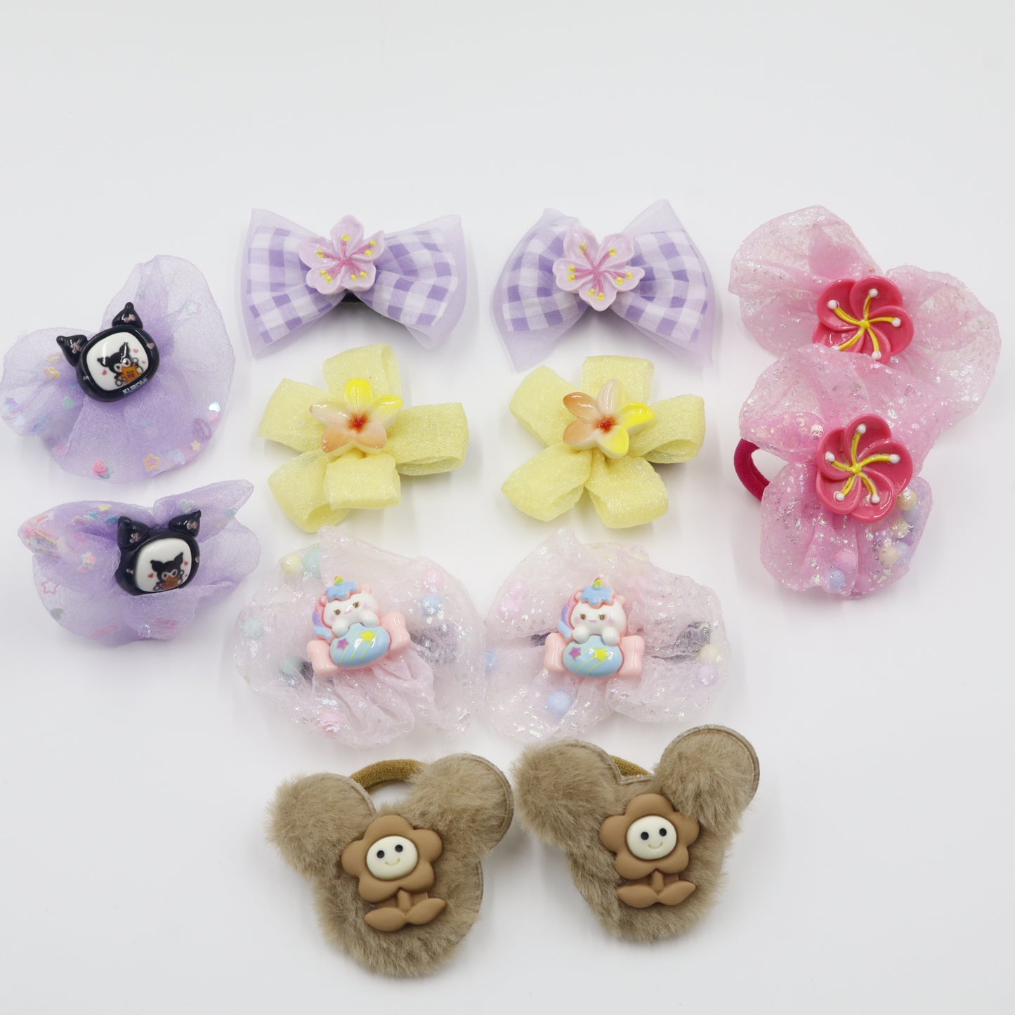 Hair Cuddles Hair Clip and Rubber Band Combo Set for Girls-Adorable Hair Accessories (Pair of 6)