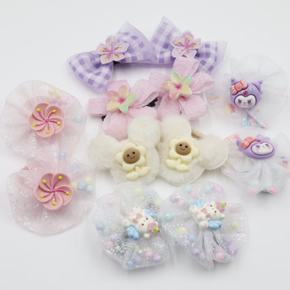 Hair Cuddles Hair Clip and Rubber Band Combo Set for Girls-Adorable Hair Accessories (Pair of 6)
