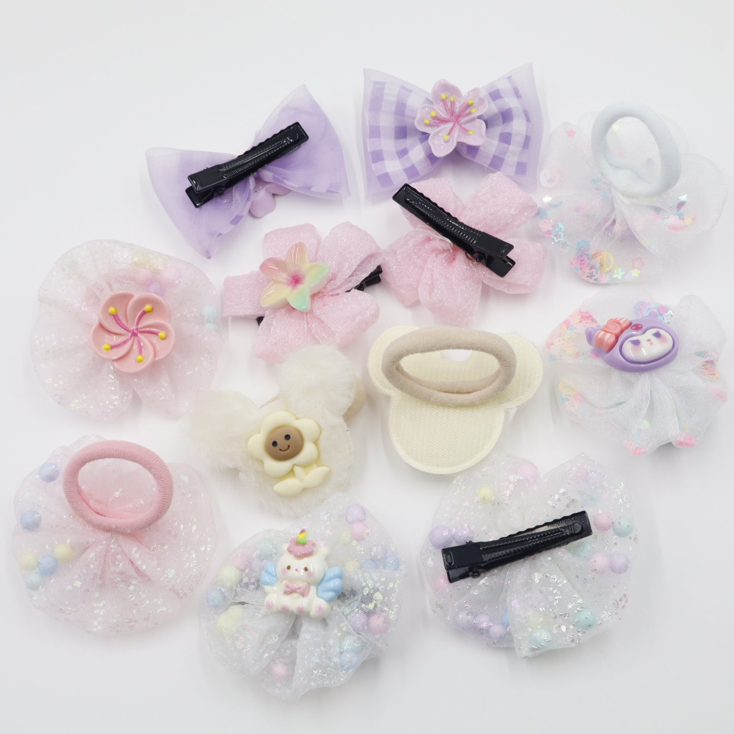 Hair Cuddles Hair Clip and Rubber Band Combo Set for Girls-Adorable Hair Accessories (Pair of 6)