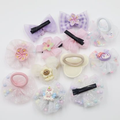 Hair Cuddles Hair Clip and Rubber Band Combo Set for Girls-Adorable Hair Accessories (Pair of 6)