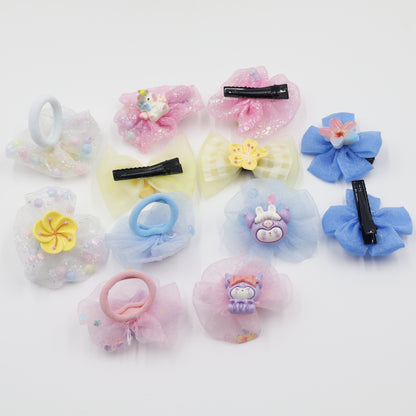 Hair Cuddles Hair Clip and Rubber Band Combo Set for Girls-Adorable Hair Accessories (Pair of 6)