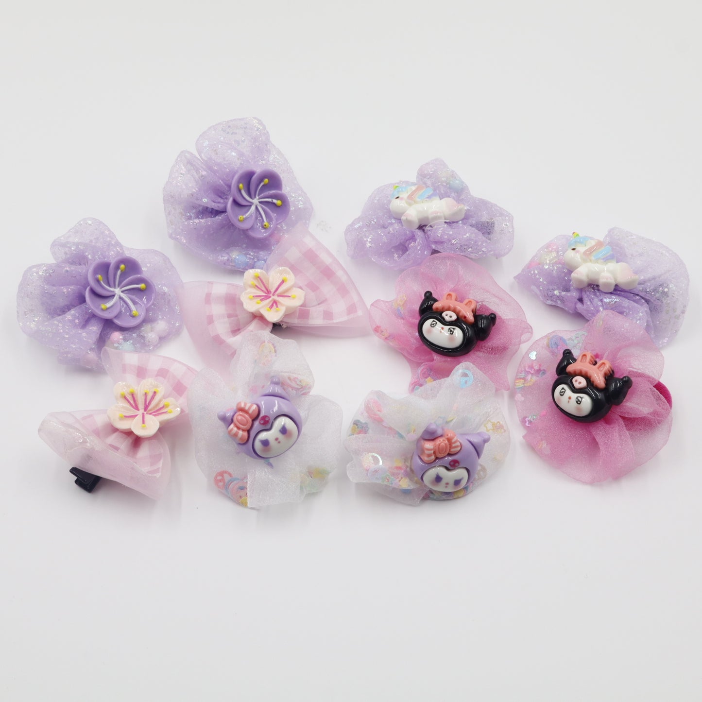 Hair Cuddles Hair Clip and Rubber Band Combo Set for Girls-Adorable Hair Accessories (Pair of 6)
