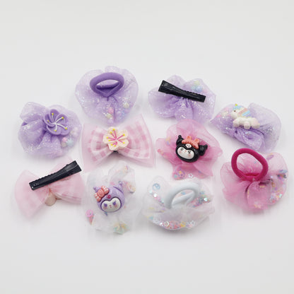 Hair Cuddles Hair Clip and Rubber Band Combo Set for Girls-Adorable Hair Accessories (Pair of 6)