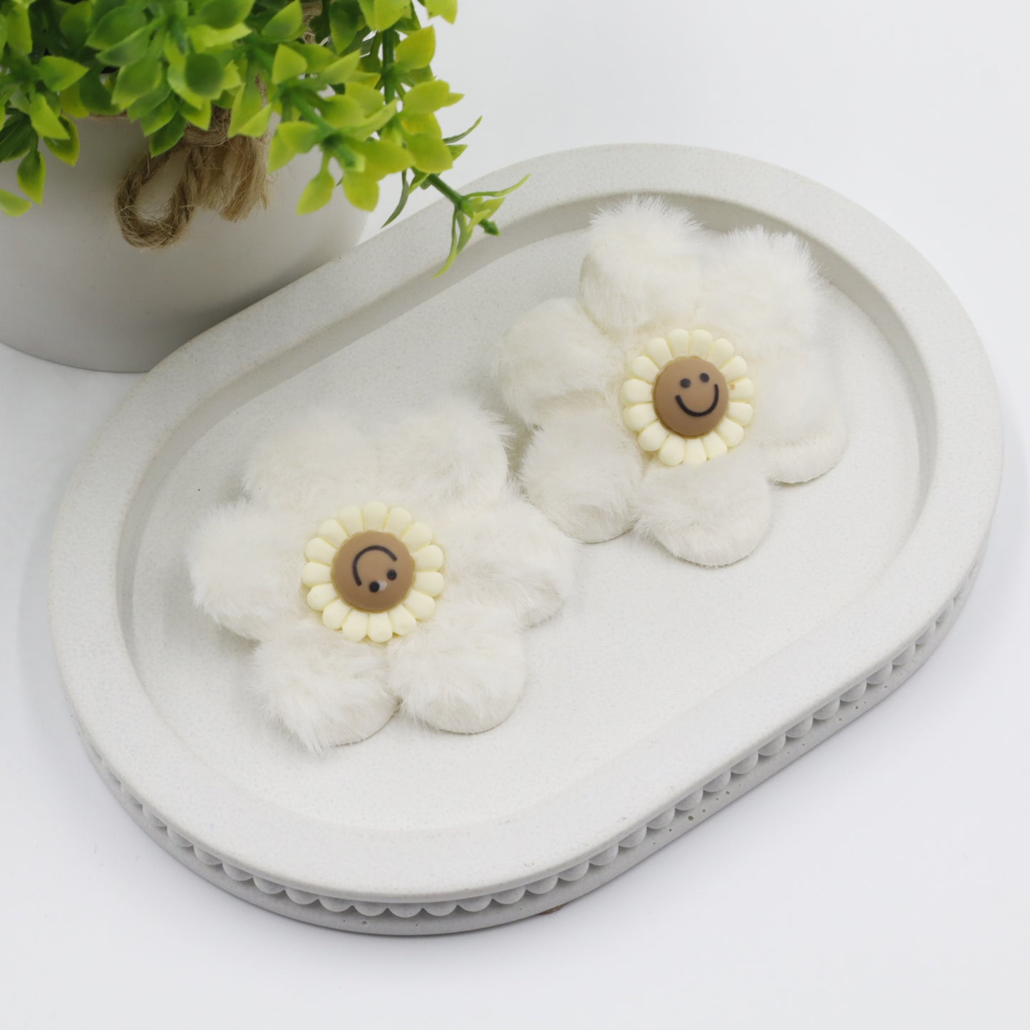 Hair Cuddles Fur & Fabric Flower Rubber Bands Hair Accessories Combo Set for Girls- Pair of 4