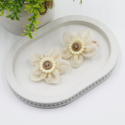 Hair Cuddles Fur & Fabric Flower Rubber Bands Hair Accessories Combo Set for Girls- Pair of 4