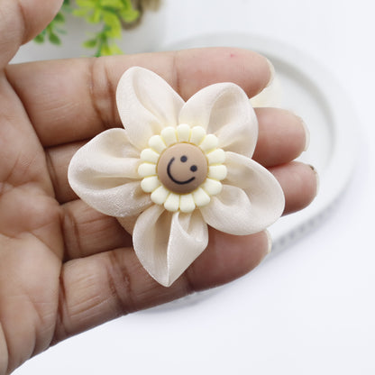 Hair Cuddles Fur & Fabric Flower Rubber Bands Hair Accessories Combo Set for Girls- Pair of 4