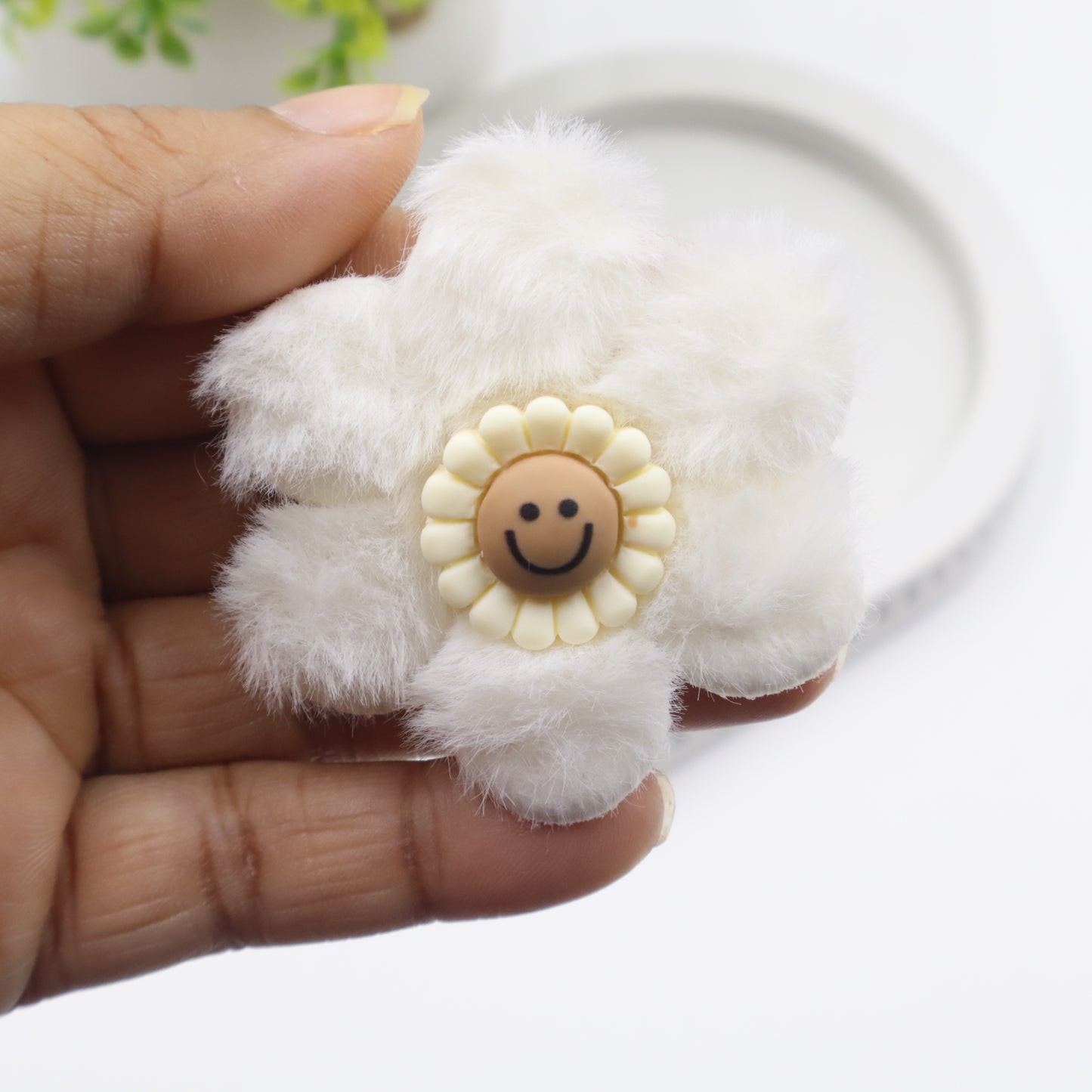 Hair Cuddles Fur & Fabric Flower Rubber Bands Hair Accessories Combo Set for Girls- Pair of 4