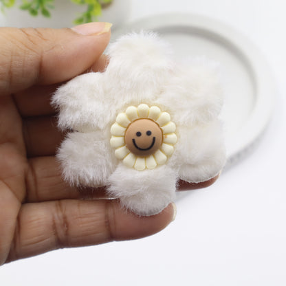 Hair Cuddles Fur & Fabric Flower Rubber Bands Hair Accessories Combo Set for Girls- Pair of 4