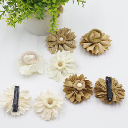 Hair Cuddles Flower Hair Clip & Rubber Band Combo Set – Pack of 8 for Girls