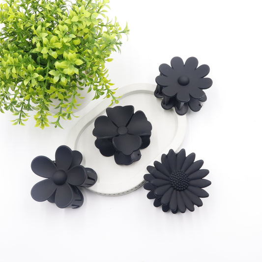 Hair Cuddles Matte Finish Flower Design Hair Claw Clips Combo Set for Women & Girls- Pack of 4