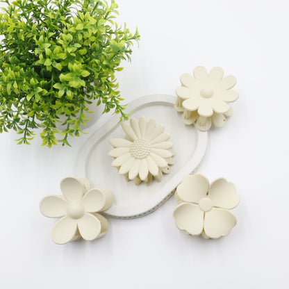 Hair Cuddles Matte Finish Flower Design Hair Claw Clips Combo Set for Women & Girls- Pack of 4