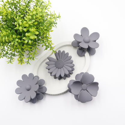 Hair Cuddles Matte Finish Flower Design Hair Claw Clips Combo Set for Women & Girls- Pack of 4