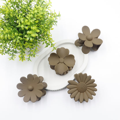 Hair Cuddles Matte Finish Flower Design Hair Claw Clips Combo Set for Women & Girls- Pack of 4