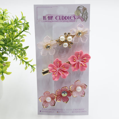 Hair Cuddles Flower Hair Pins  & Hair Clips| Elegant Floral Hair Accessories for Women & Girls