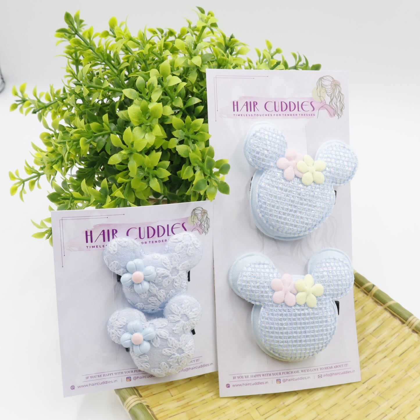 Hair Cuddles Teddy Hair Clip Combo Set- 1 Big Clip & 1 Mini Clip for Girls- Pair of 2