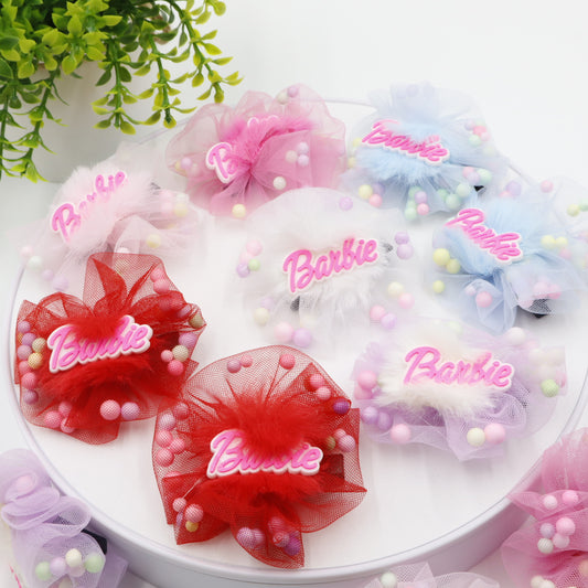 Hair Cuddles Barbie Hair Clips-Stylish Net Bow Clip Cute & Colorful Hair Accessories (1 Pair)