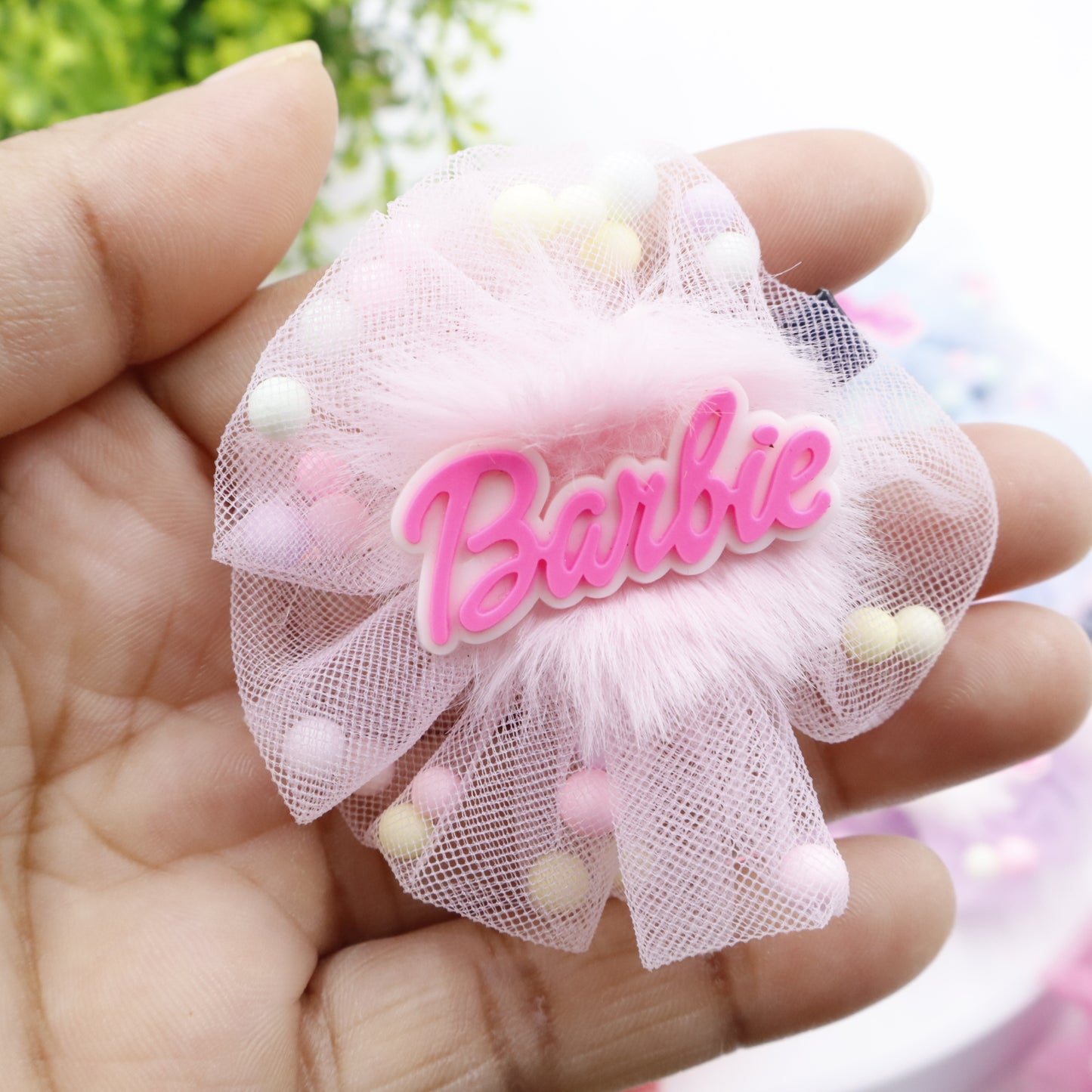 Hair Cuddles Barbie Hair Clips-Stylish Net Bow Clip Cute & Colorful Hair Accessories (1 Pair)