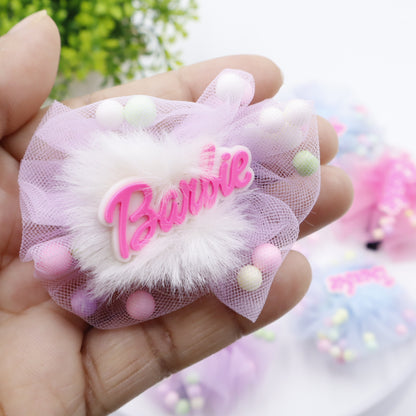 Hair Cuddles Barbie Hair Clips-Stylish Net Bow Clip Cute & Colorful Hair Accessories (1 Pair)