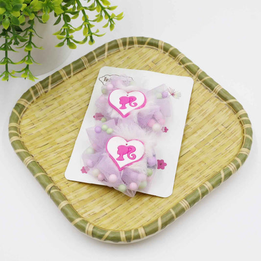 Hair Cuddles Baby stylish Hair Clips-Stylish Net Bow Clip Cute & Colorful Hair Accessories (1 Pair)