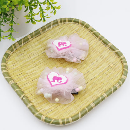 Hair Cuddles Baby stylish Hair Clips-Stylish Net Bow Clip Cute & Colorful Hair Accessories (1 Pair)