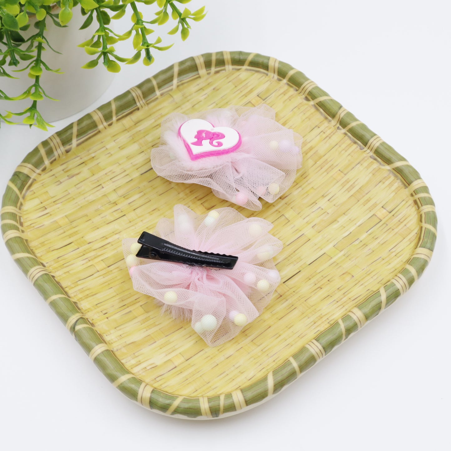 Hair Cuddles Baby stylish Hair Clips-Stylish Net Bow Clip Cute & Colorful Hair Accessories (1 Pair)