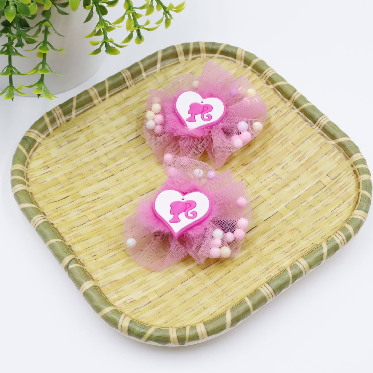 Hair Cuddles Baby stylish Hair Clips-Stylish Net Bow Clip Cute & Colorful Hair Accessories (1 Pair)