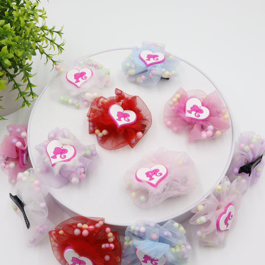 Hair Cuddles Baby stylish Hair Clips-Stylish Net Bow Clip Cute & Colorful Hair Accessories (1 Pair)