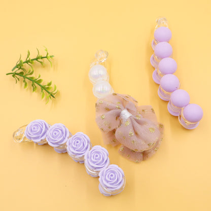 Hair Cuddles Banana Clip Combo Set of 3 – Rose Banana Clip, Bow Banana Clip & Matte Finish Banana Clip for Girls & Women