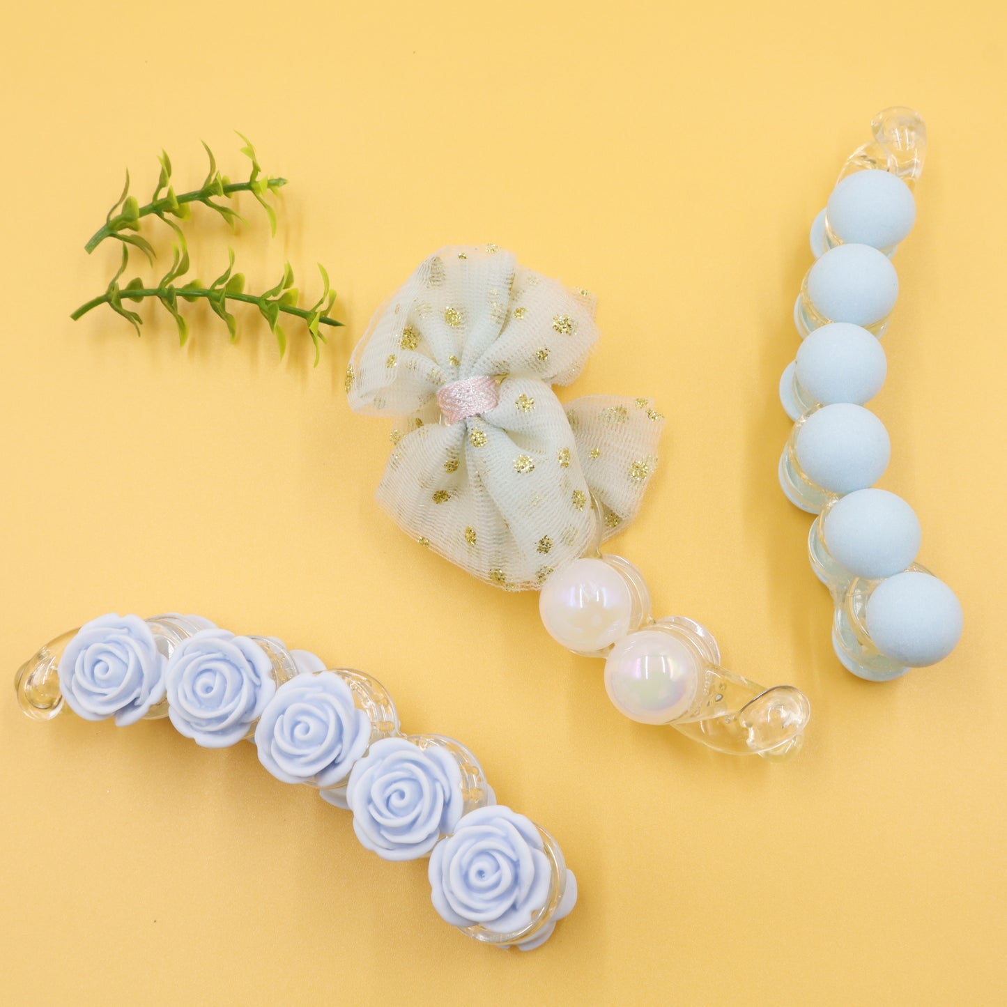 Hair Cuddles Banana Clip Combo Set of 3 – Rose Banana Clip, Bow Banana Clip & Matte Finish Banana Clip for Girls & Women