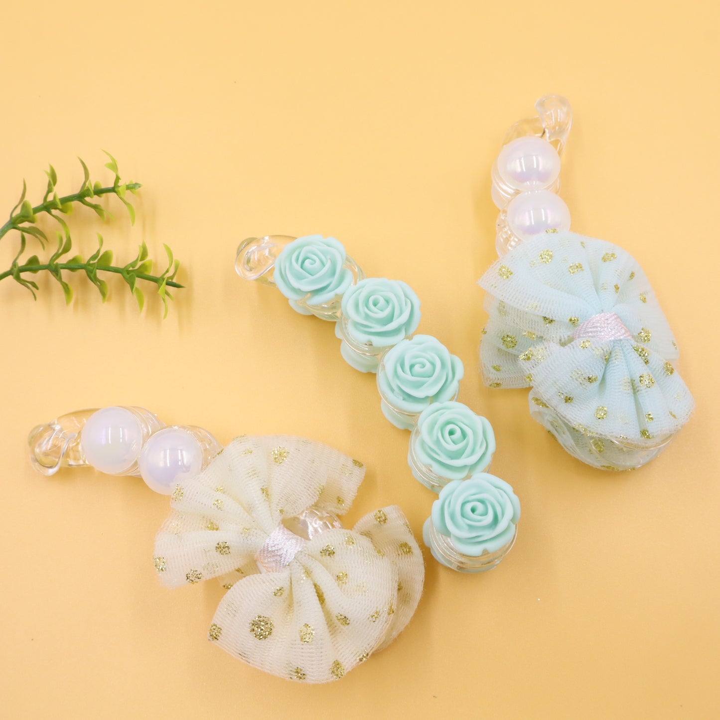 Hair Cuddles Banana Clip Combo Set of 3 – Rose Banana Clip, Bow Banana Clip & Matte Finish Banana Clip for Girls & Women