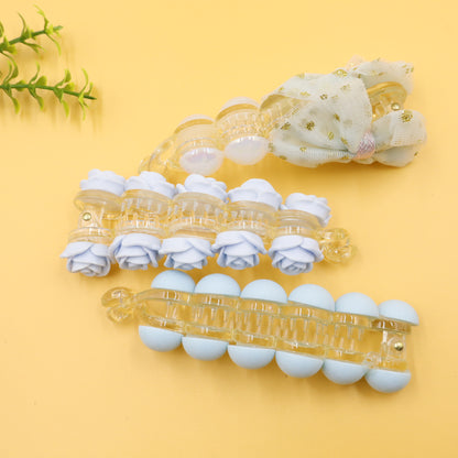 Hair Cuddles Banana Clip Combo Set of 3 – Rose Banana Clip, Bow Banana Clip & Matte Finish Banana Clip for Girls & Women