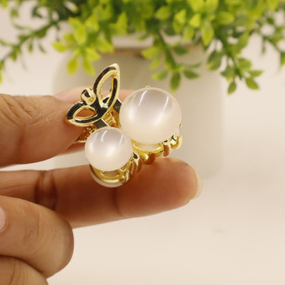 Hair Cuddles Stone Studded Golden Hair Claw Set – Pack of 3 | Stylish Non-Slip Hair Clutcher for Women & Girls