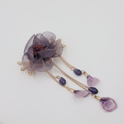 Hair Cuddles Floral Hair Clip with Dangling Chains – Elegant Flower Hair Accessory for Women & Girls