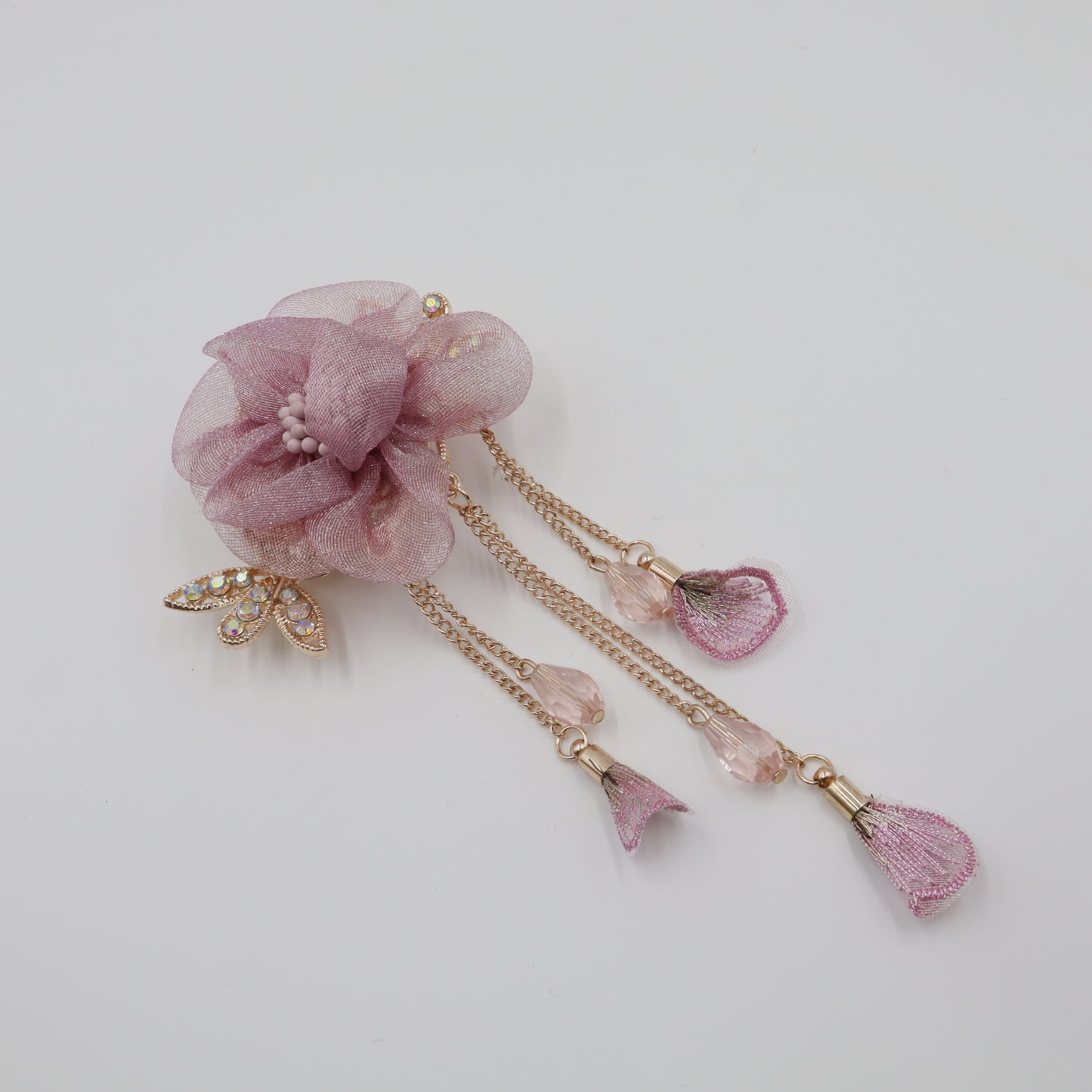 Hair Cuddles Floral Hair Clip with Dangling Chains – Elegant Flower Hair Accessory for Women & Girls