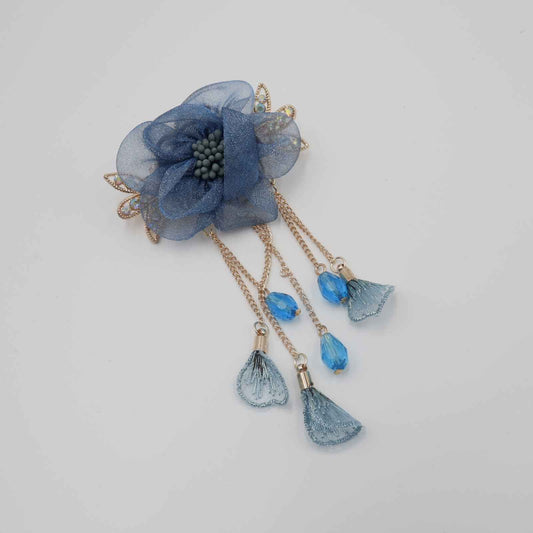 Hair Cuddles Floral Hair Clip with Dangling Chains – Elegant Flower Hair Accessory for Women & Girls