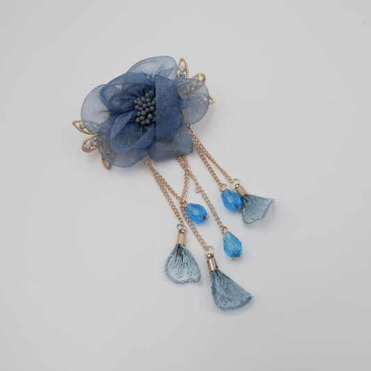 Hair Cuddles Floral Hair Clip with Dangling Chains – Elegant Flower Hair Accessory for Women & Girls