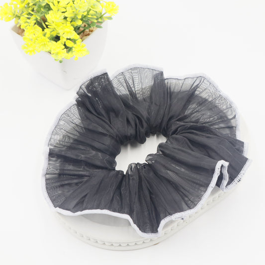 Hair Cuddles Premium Scrunchies Set of 3 for Women & Girls – Black, Ivory & Pink – Soft Fabric Hair Ties for All Hair Types