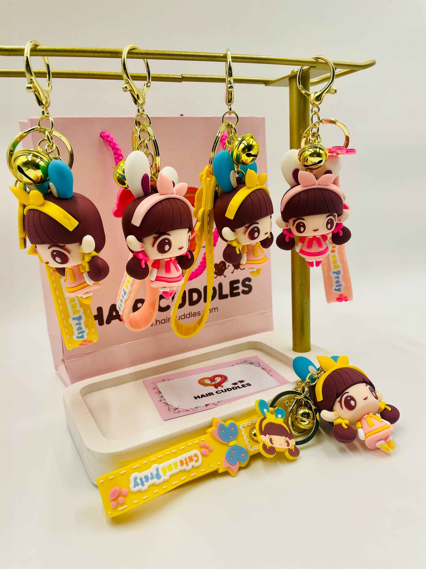 Stylish Doll Keychain | Cartoon Girl Key Ring for Bag, Backpack & Car Keys |