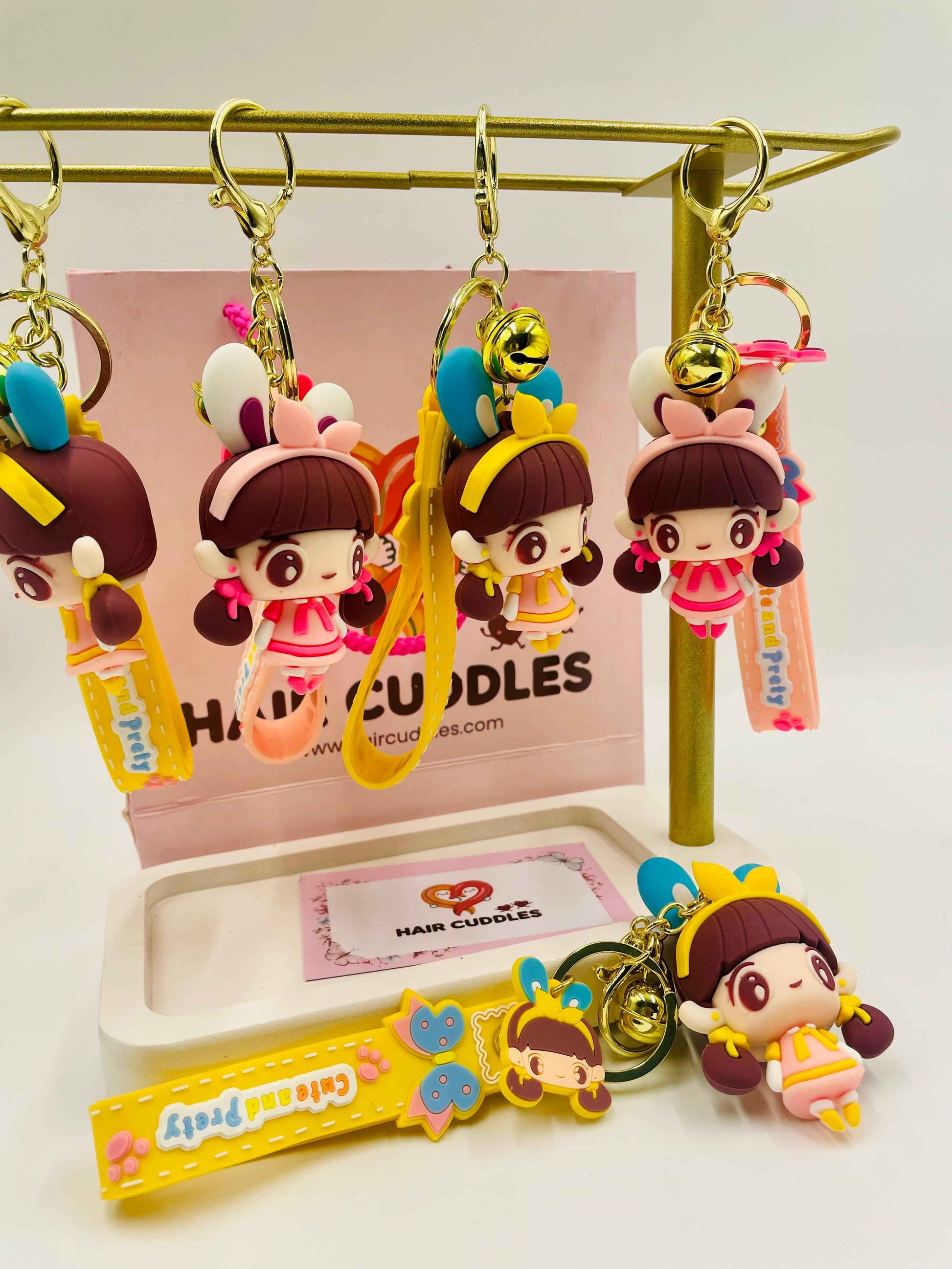 Stylish Doll Keychain | Cartoon Girl Key Ring for Bag, Backpack & Car Keys |