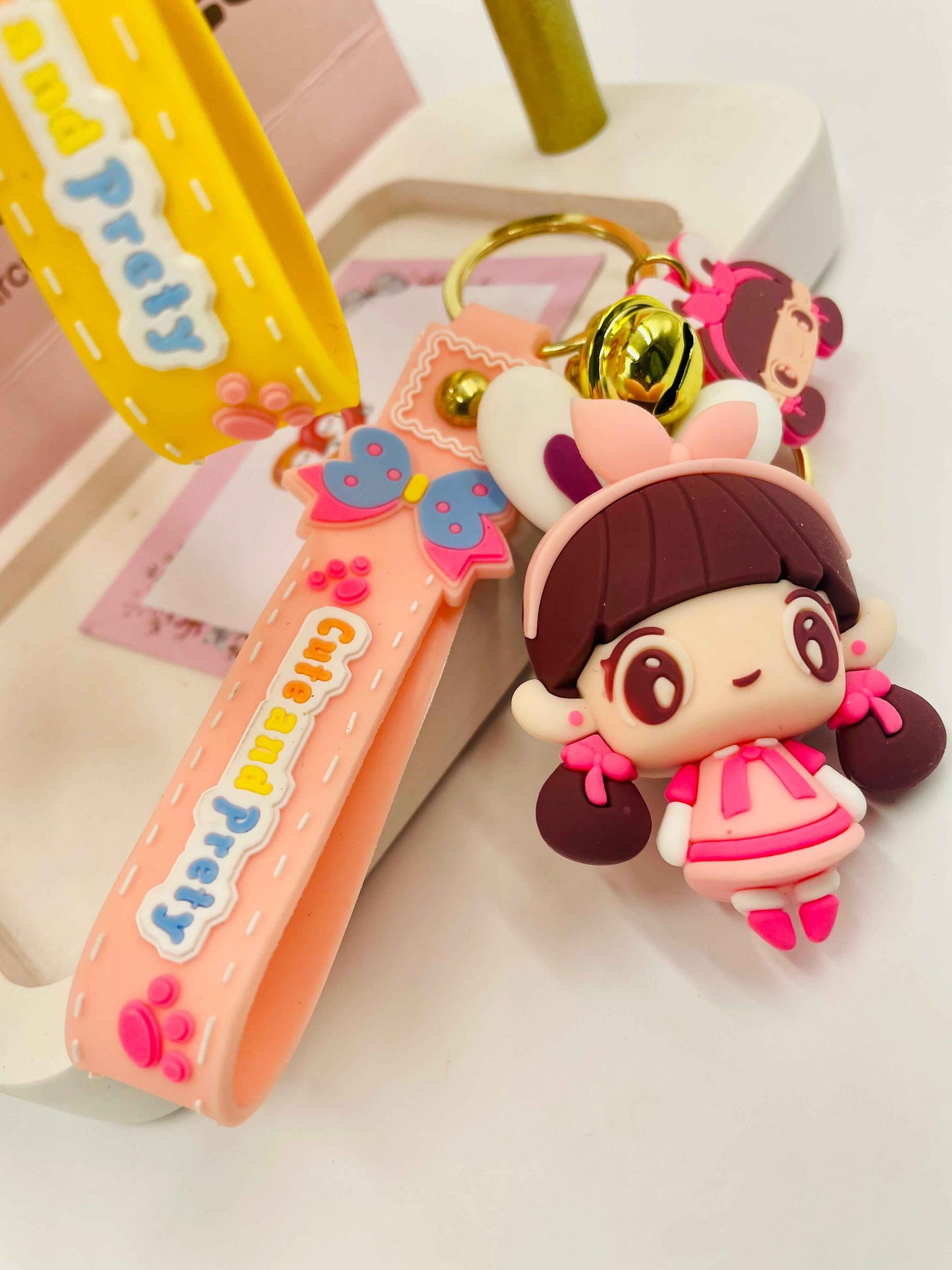 Stylish Doll Keychain | Cartoon Girl Key Ring for Bag, Backpack & Car Keys |