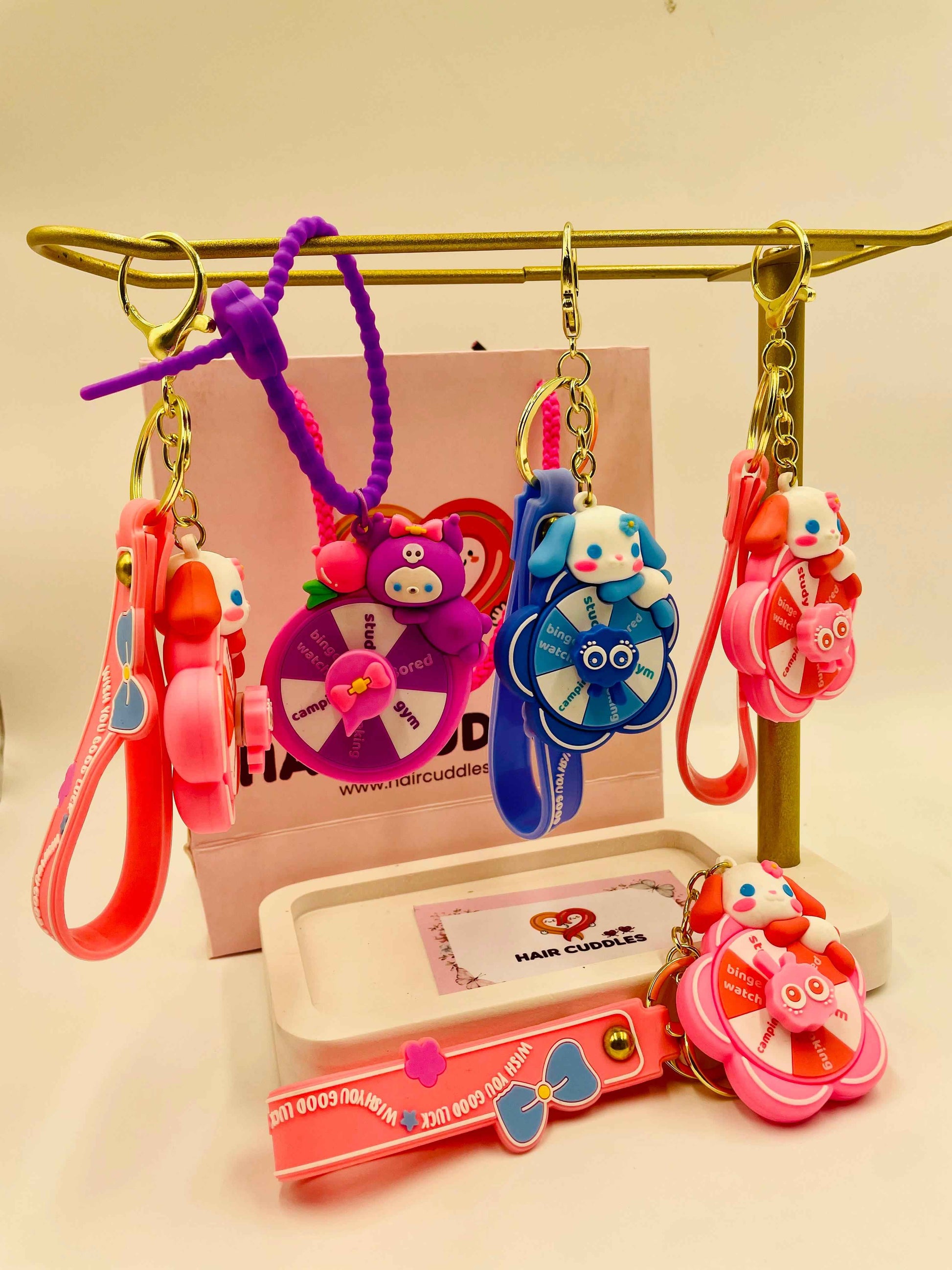 Spinning Wheel Keychain for Kids | Cute Cartoon Key Ring with Strap – 1 Piece