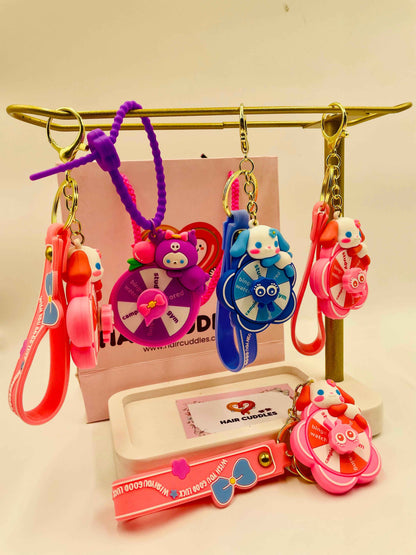 Spinning Wheel Keychain for Kids | Cute Cartoon Key Ring with Strap – 1 Piece
