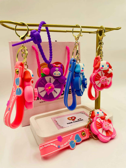 Spinning Wheel Keychain for Kids | Cute Cartoon Key Ring with Strap – 1 Piece