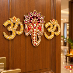 Diwali Ganesha Ji & Swastik Premium Wall Décor Set | Handmade Festive Pooja Decoration