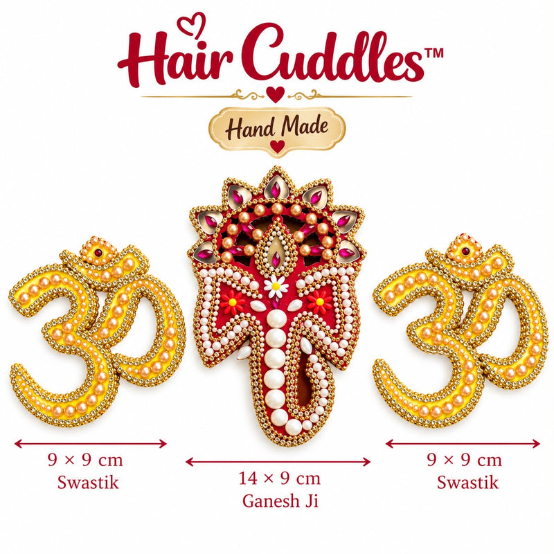Diwali Ganesha Ji & Swastik Premium Wall Décor Set | Handmade Festive Pooja Decoration