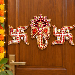🪔 Diwali Ganesha Ji & Swastik Handmade Décor Set