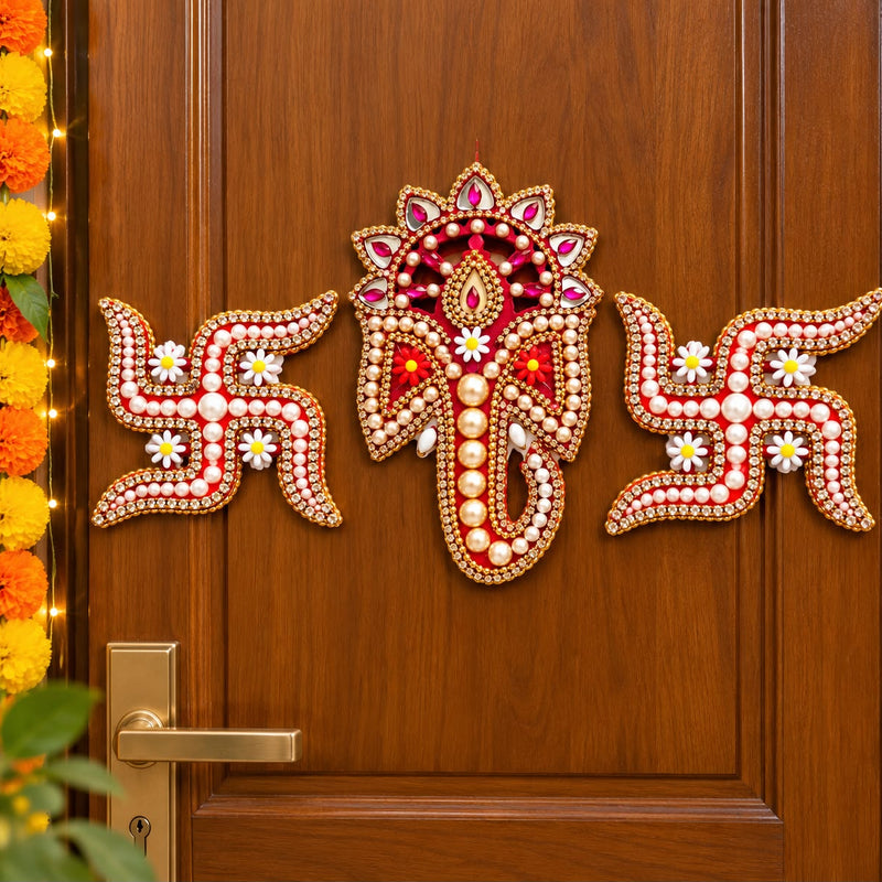 🪔 Diwali Ganesha Ji & Swastik Handmade Décor Set